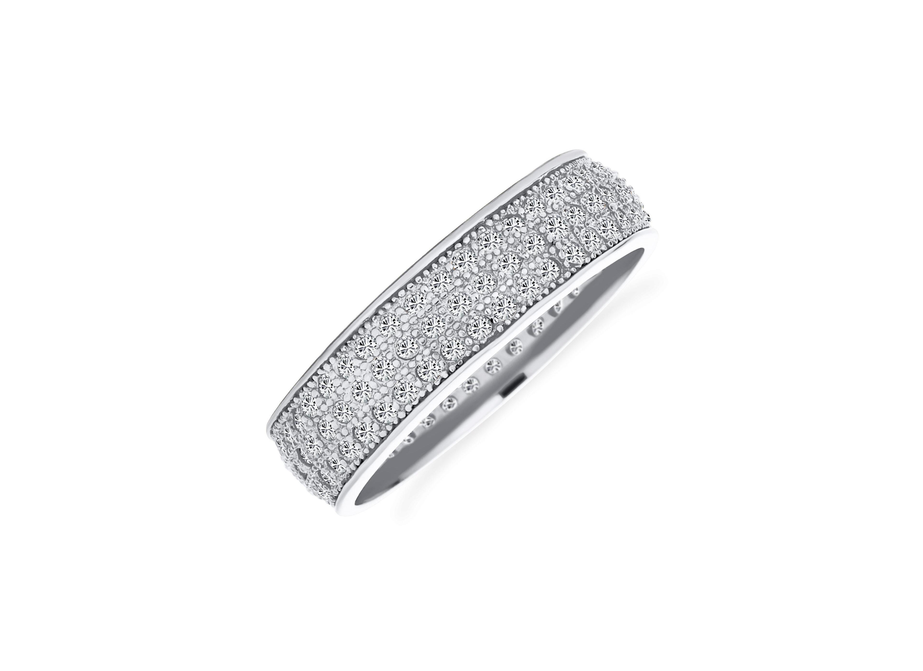 Bling Jewelry Wide Statement Eternity Band Ring 3 Row Micro Pave Cz Gold Plated .925 Sterling Silver 5MM