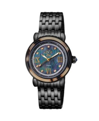 Women's Marsala Tortoise Swiss Quartz Diamond Two toned SS IPRG Stainless Steel Bracelet Watch