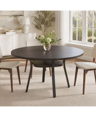 47" Round Dining Table with Storage - Modern MDF Kitchen Table Seats 4-6, Easy Assembly