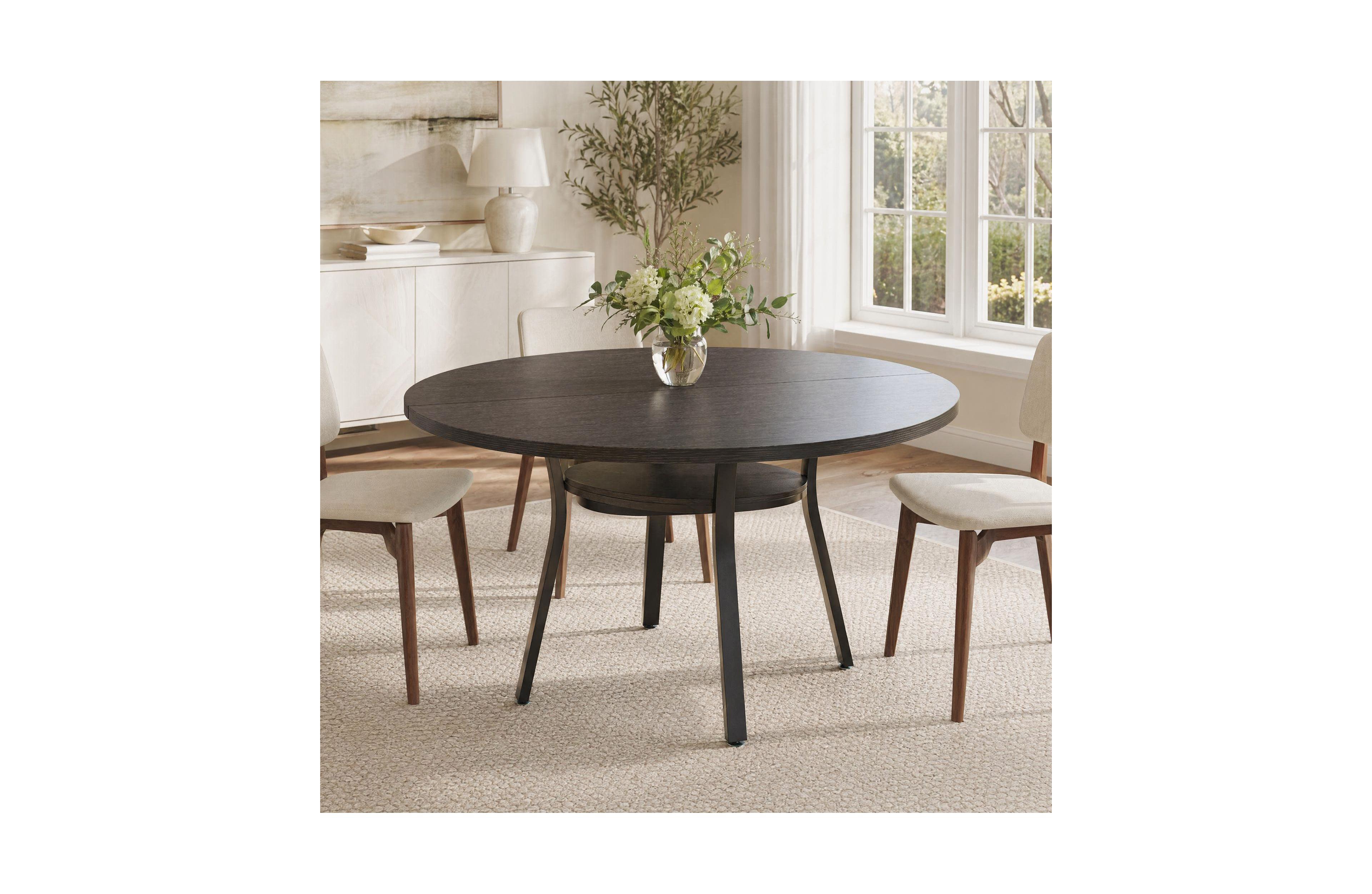 Homfan 47" Round Dining Table with Storage - Modern Mdf Kitchen Table Seats 4-6, Easy Assembly