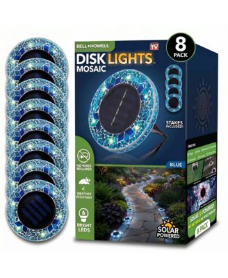 Mosaic Disk Lights Solar Powered 6 LED Weather Resistance Path Lights 8-Piece