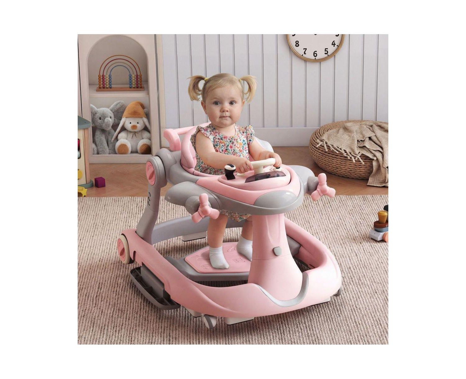 Convertible Baby Activity Walker with Adjustable Height, Foldable Design and Interactive Play Features