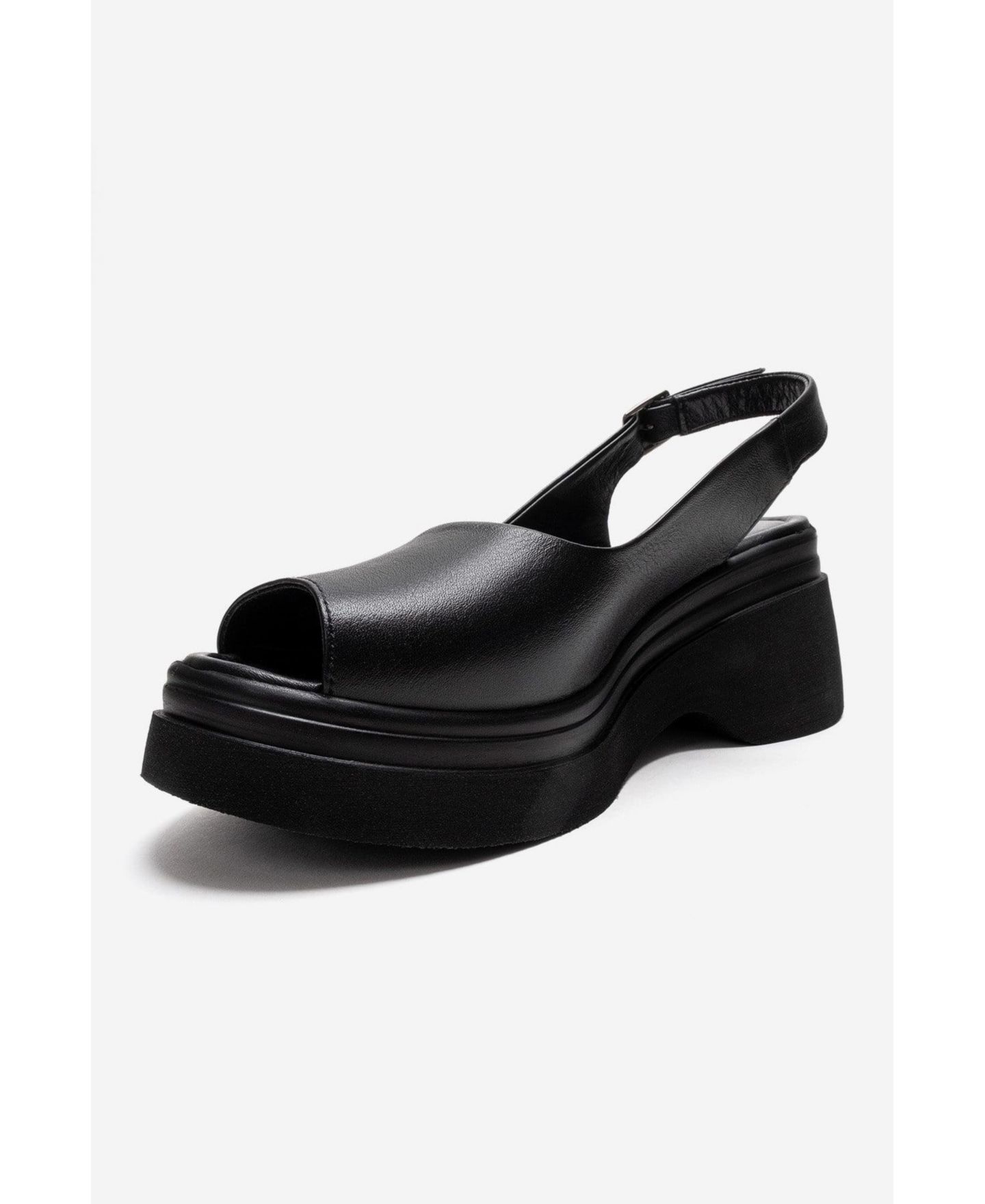 Женские сандалии Forever & Always Shoes Laure Leather Wedge Sandal, цвет: Чёрный — фото 7