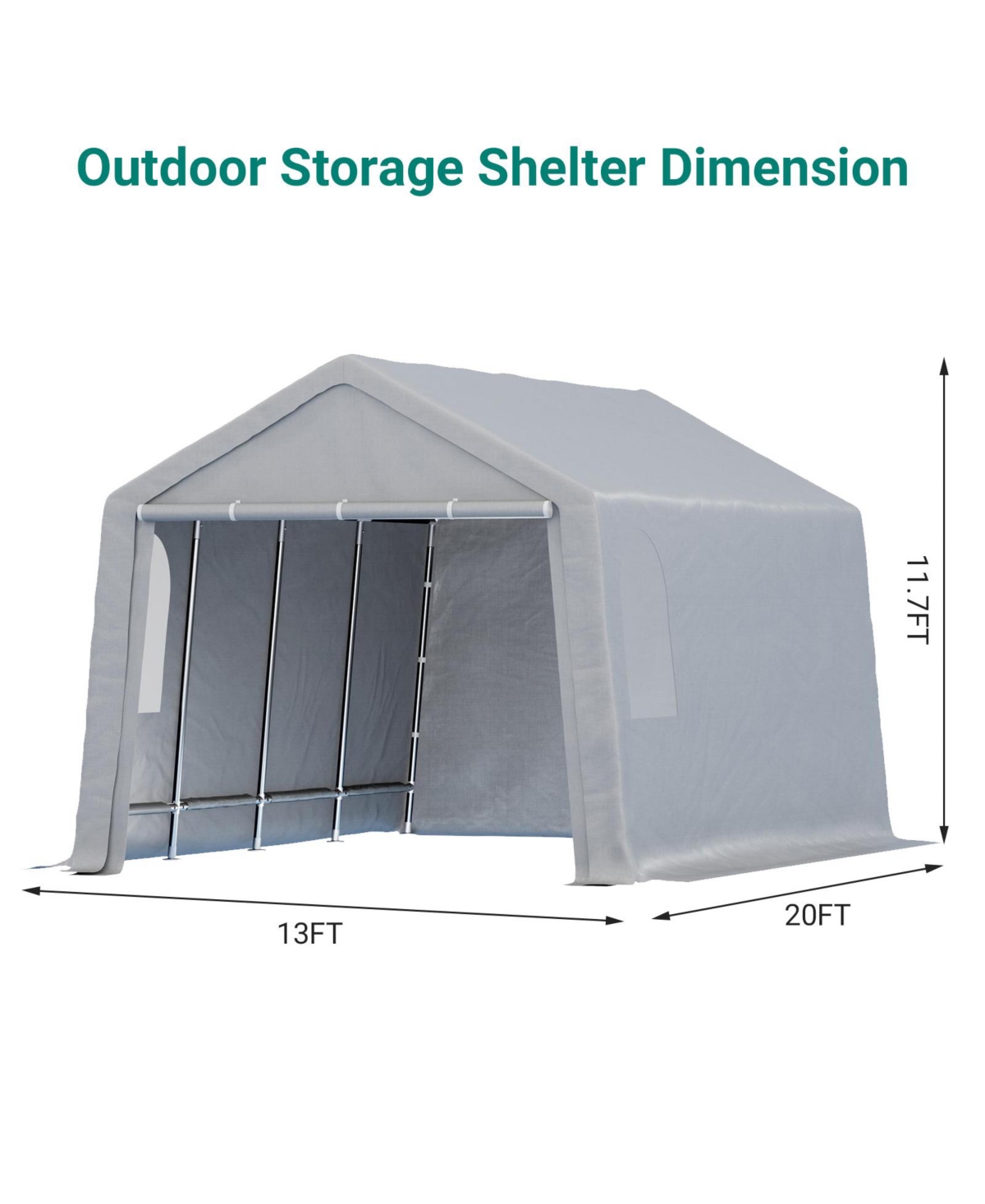 Carport Outdoor Car Canopy with Roll-Up Zipper Door - Portable Garage Kit Waterproof, Uv-Resistant for Cars, Bikes, Tools