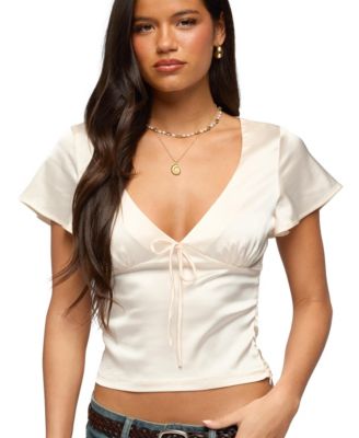 Women's Aurora Satin Effect Ruffle Top