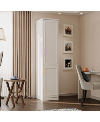  2-Door Tall Storage Cabinet with Handles - Modern Wooden Wardrobe | Living Room Organizer | Hallway Cupboard