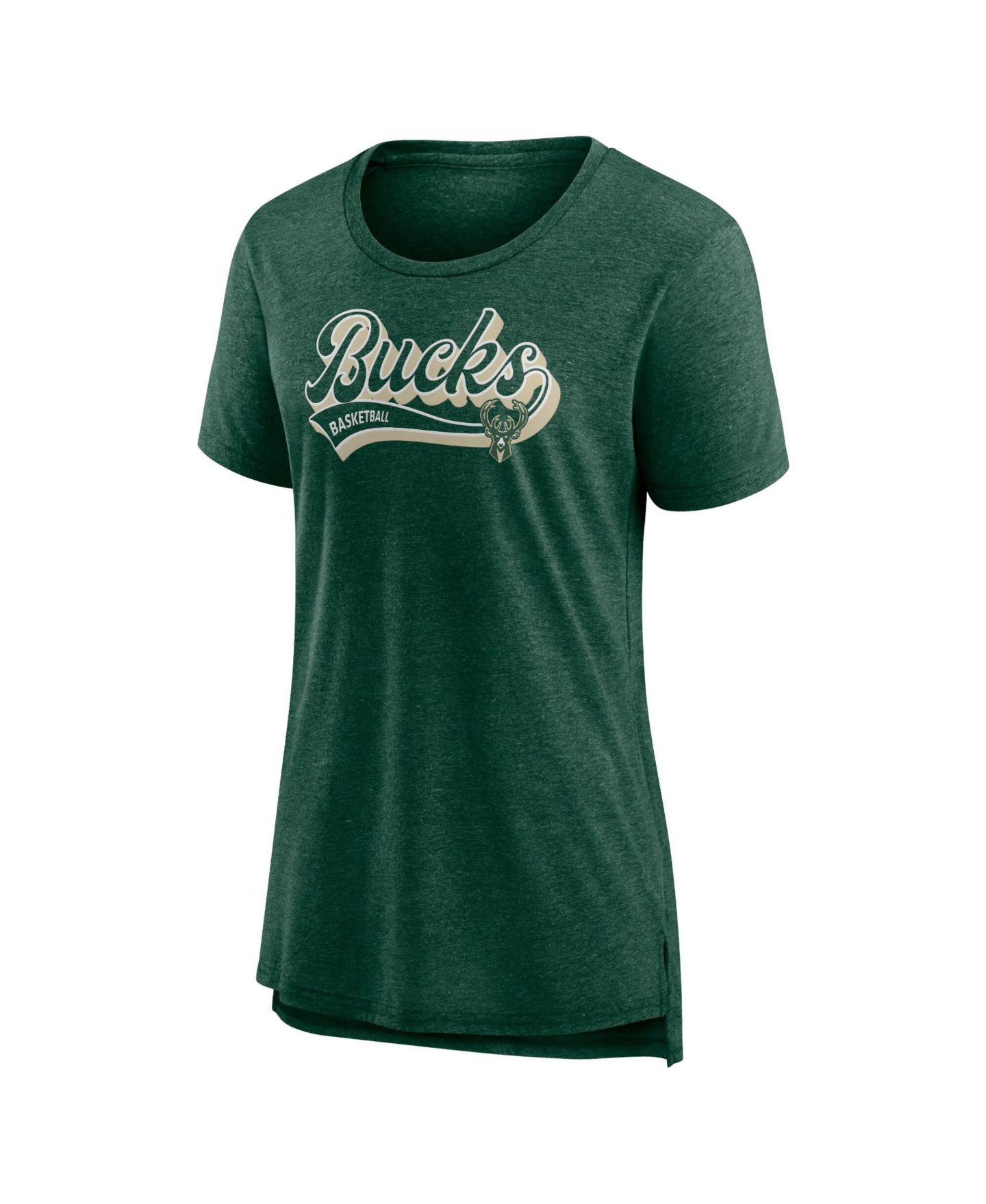 Женская футболка Fanatics Hunter Green Milwaukee Bucks League Leader Tri-Blend — фото 2