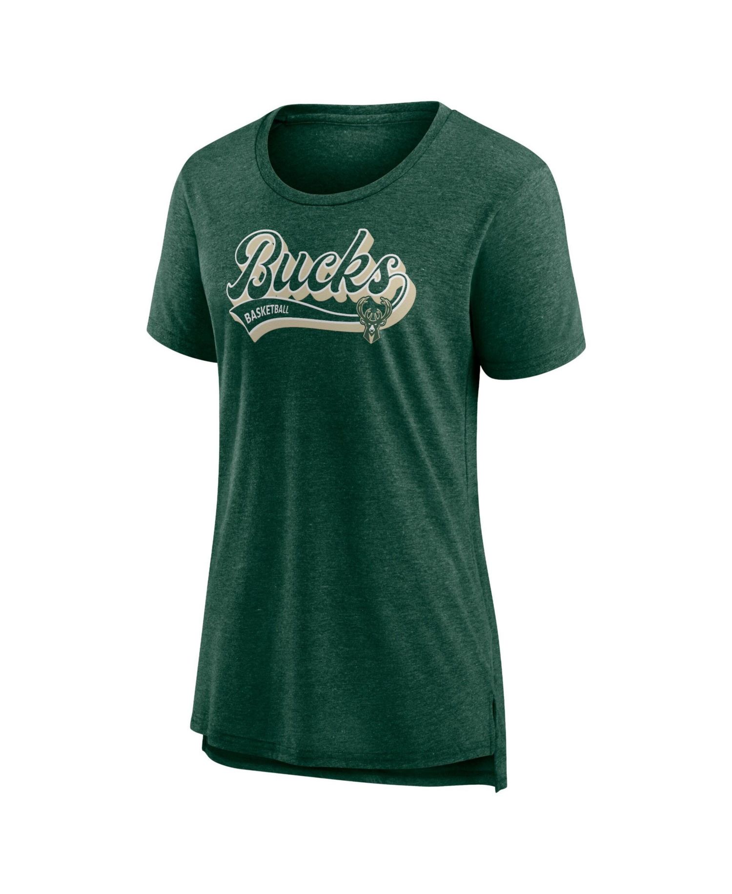 Women's Hunter Green Milwaukee Bucks League Leader Tri-Blend T-Shirt