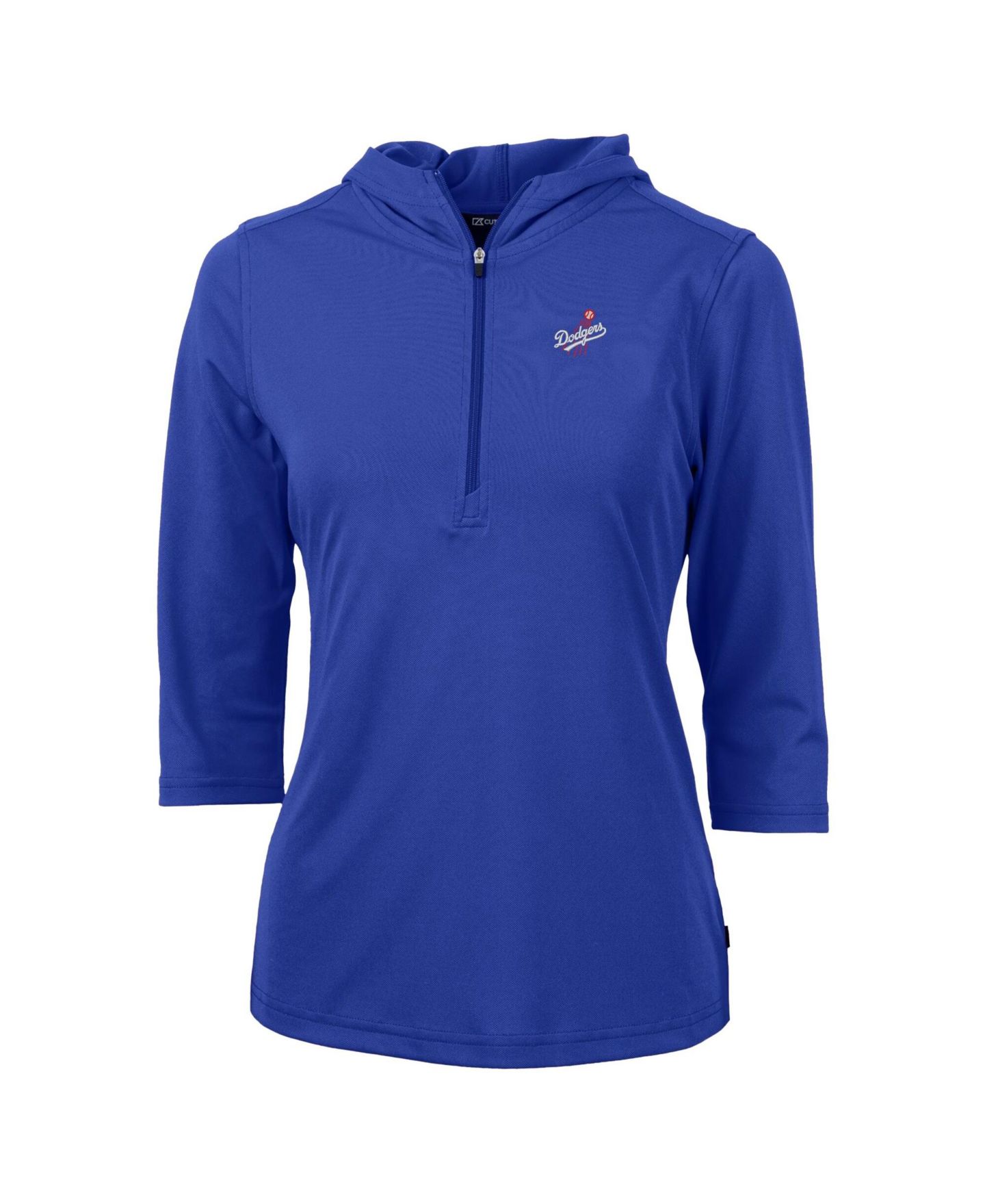 Женское худи Cutter & Buck Blue Los Angeles Dodgers DryTec Virtue Eco Pique 3/4-Sleeve Half-Zip Pullover — фото 2