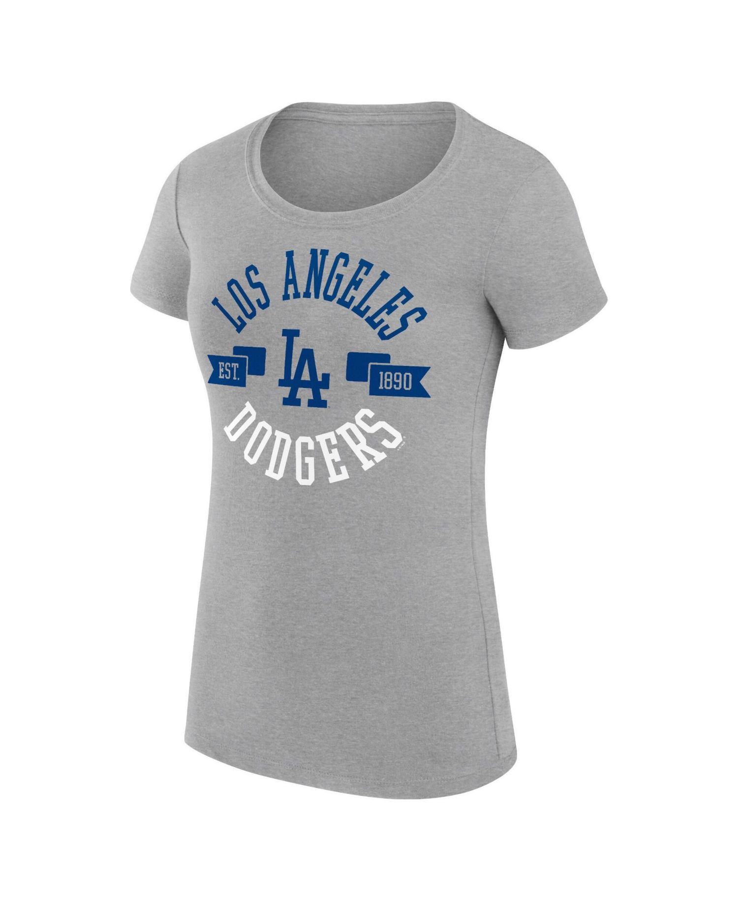 Women's Heather Gray Los Angeles Dodgers Super-Slim Fit Lightweight City Graphic T-Shirt