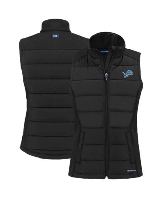 Women's Black Detroit Lions Primary Mark Evoke PrimaLoft Hybrid Eco Softshell Full-Zip Vest