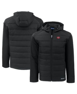 Men's Black San Francisco 49ers Throwback Evoke Hybrid Eco Softshell Full-Zip Hoodie Jacket