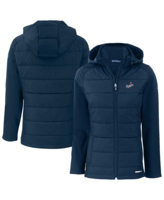 Women's Navy Los Angeles Dodgers Evoke Hybrid Eco Softshell Full-Zip Hoodie Jacket
