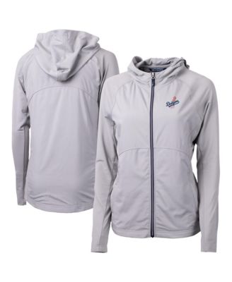 Women's Gray Los Angeles Dodgers Adapt Eco Knit Hybrid Full-Zip Hoodie