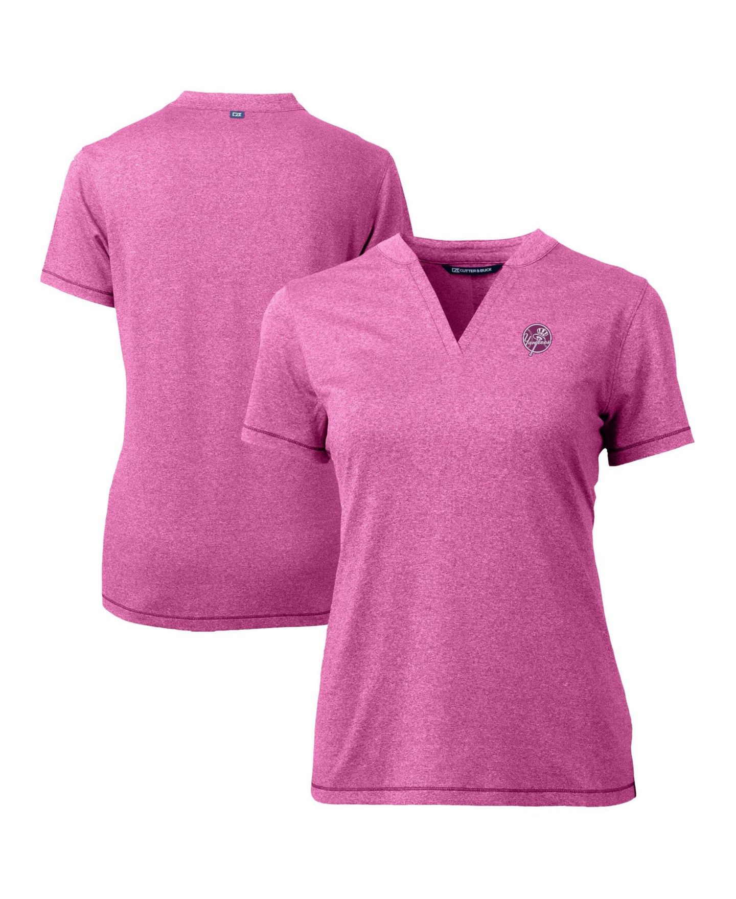 Женский топ Cutter & Buck Light Pink New York Yankees Forge Heathered Stretch Blade — фото 1