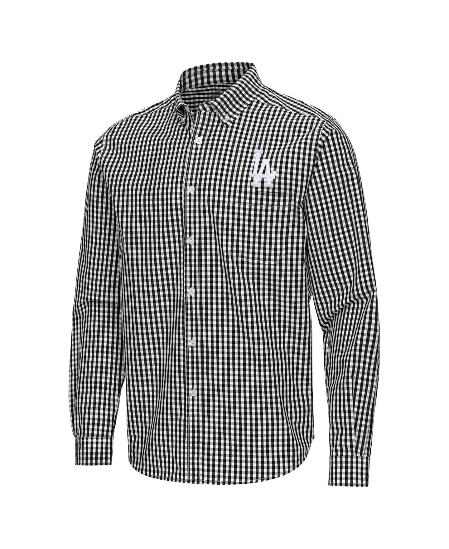 Мужская рубашка Antigua Black Los Angeles Dodgers Ellis Woven Tri-Blend Button-Down — фото 2