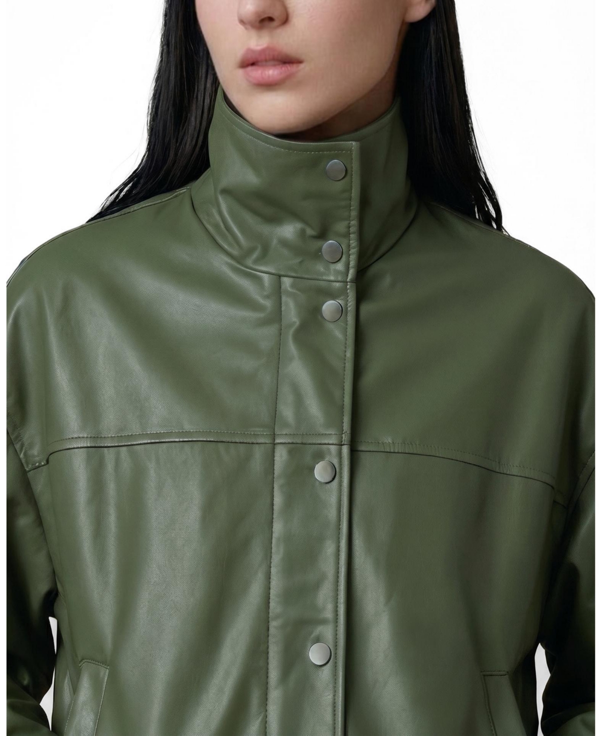 Furniq Uk Women's Arden Funnel Neck Leather Jacket
