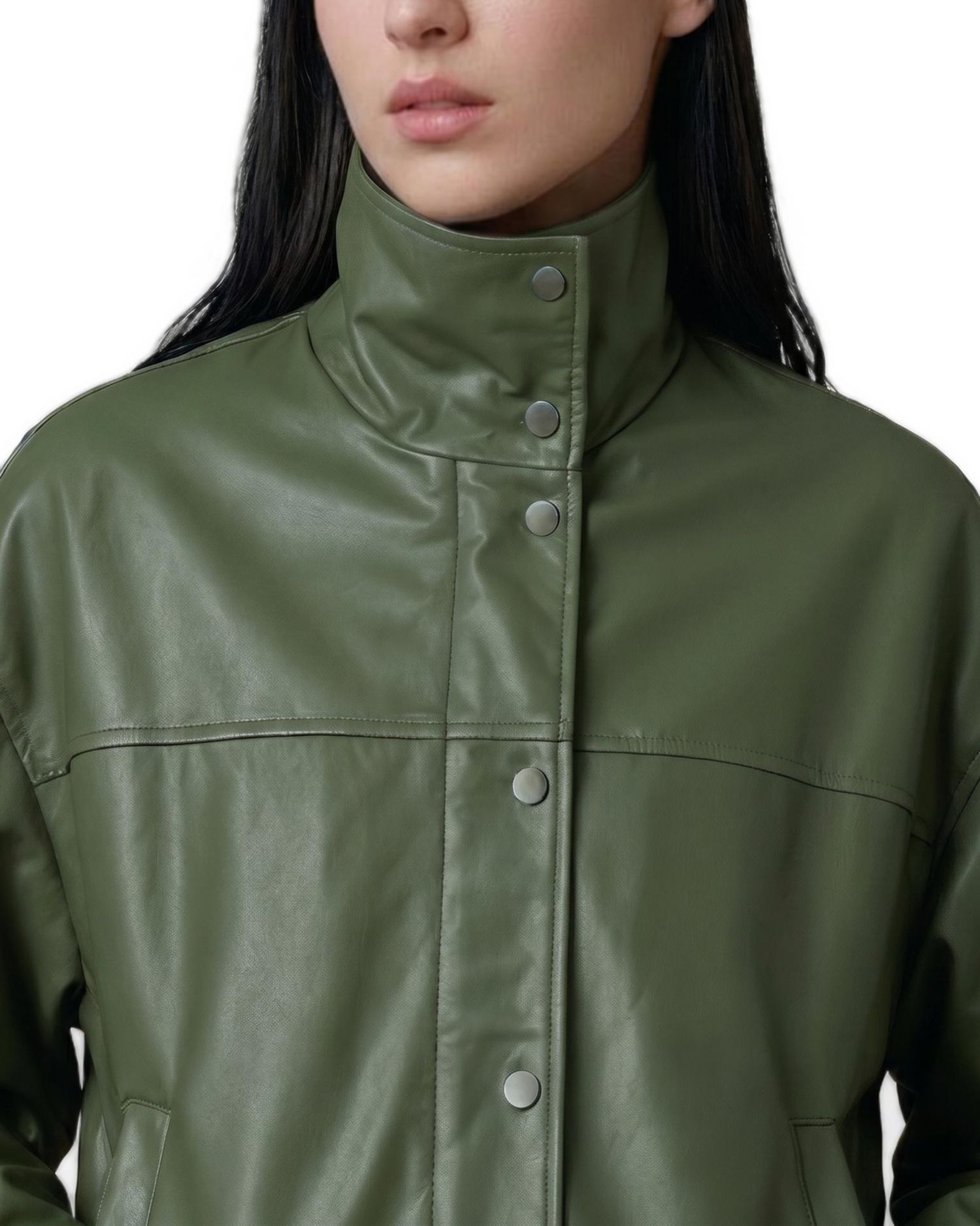 Women's Arden Funnel Neck Leather Jacket