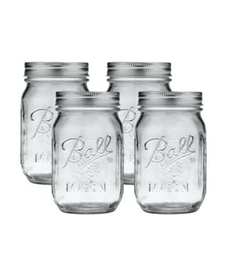 Glass Mason Jars, Regular Mouth, Pint Size (16 oz), Pack of 4