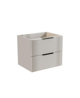 24 Inch Wall Mounted Floating Fluted Bathroom Vanity with Ceramic Sink and Drawers Modern