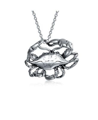 Crab Zodiac Pendant Necklace Cancer Sign Astrology Horoscope Oxidized .925