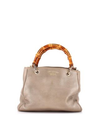 Small Bamboo Shopper Tote Leather