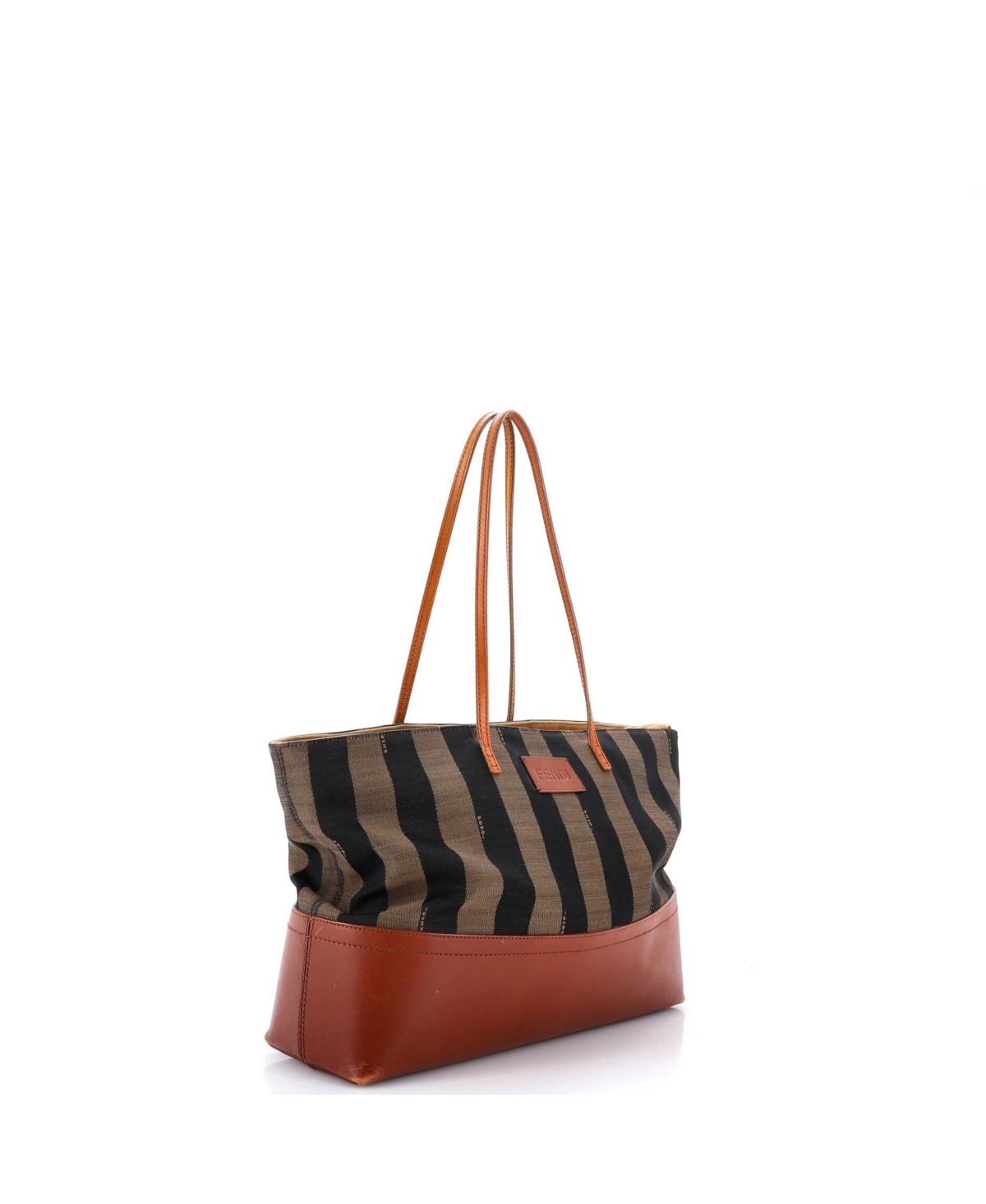Pre-Owned Fendi Pequin Roll Tote Canvas and Leather