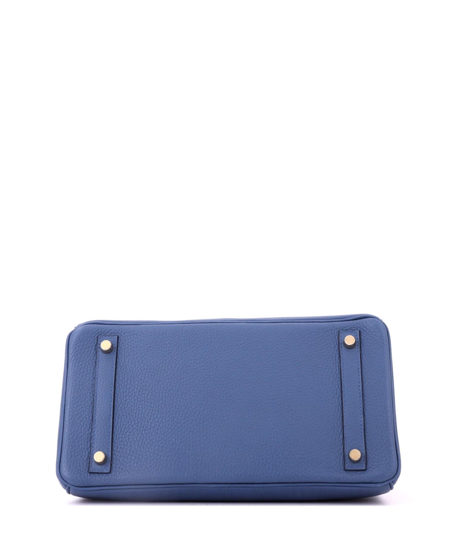 Birkin 30 Handbag Blue Clemence with Gold Hardware