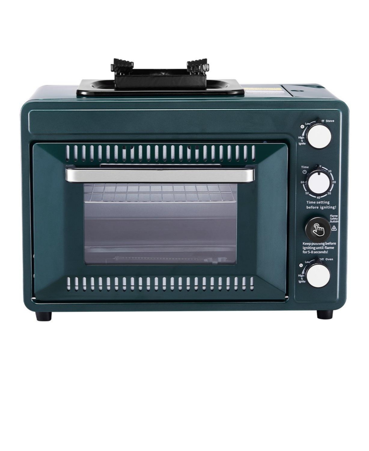 Cozito Outdoor Oven, 2-in-1 Portable Gas Camping Stove Oven Combo with 60-Minute Timer