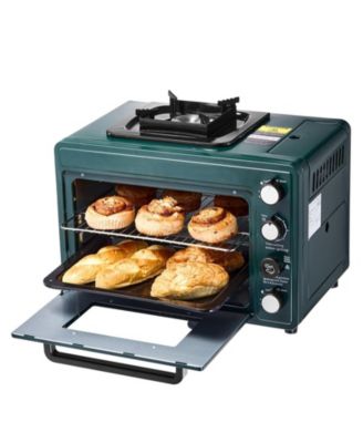 Outdoor Oven, 2-in-1 Portable Gas Camping Stove Oven Combo with 60-Minute Timer