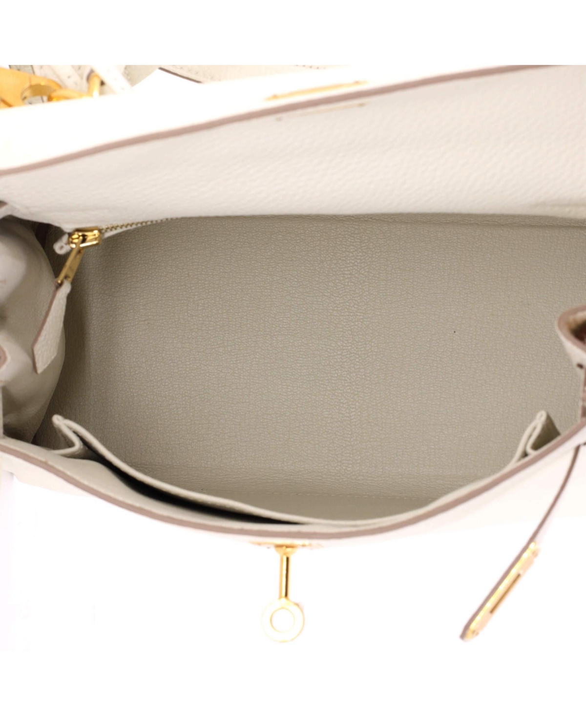 Pre-Owned HERMES Kelly 25 Handbag Light Togo with Gold Hardware