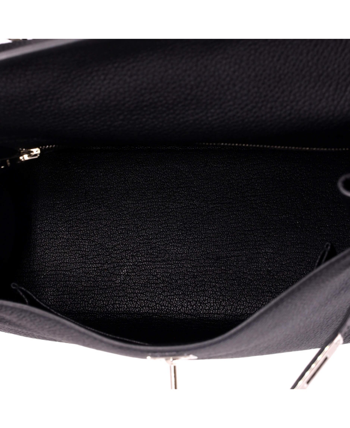 Pre-Owned HERMES Kelly 25 Handbag Black Togo with Palladium Hardware