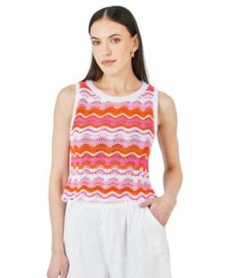 Women's Stripe Crochet Stripe Vest Top