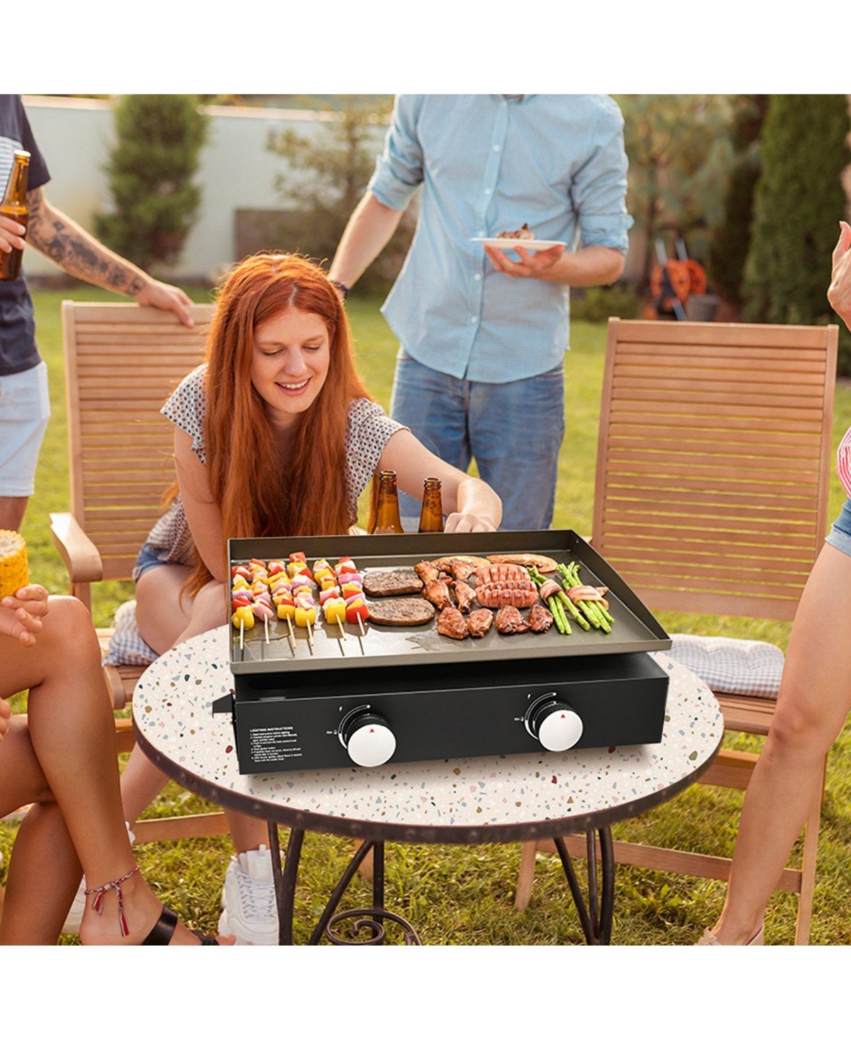 Cozito Countertop Gas Griddle, 22.4 in Manual Flat Top with Steel Plate and H-Shaped Burner