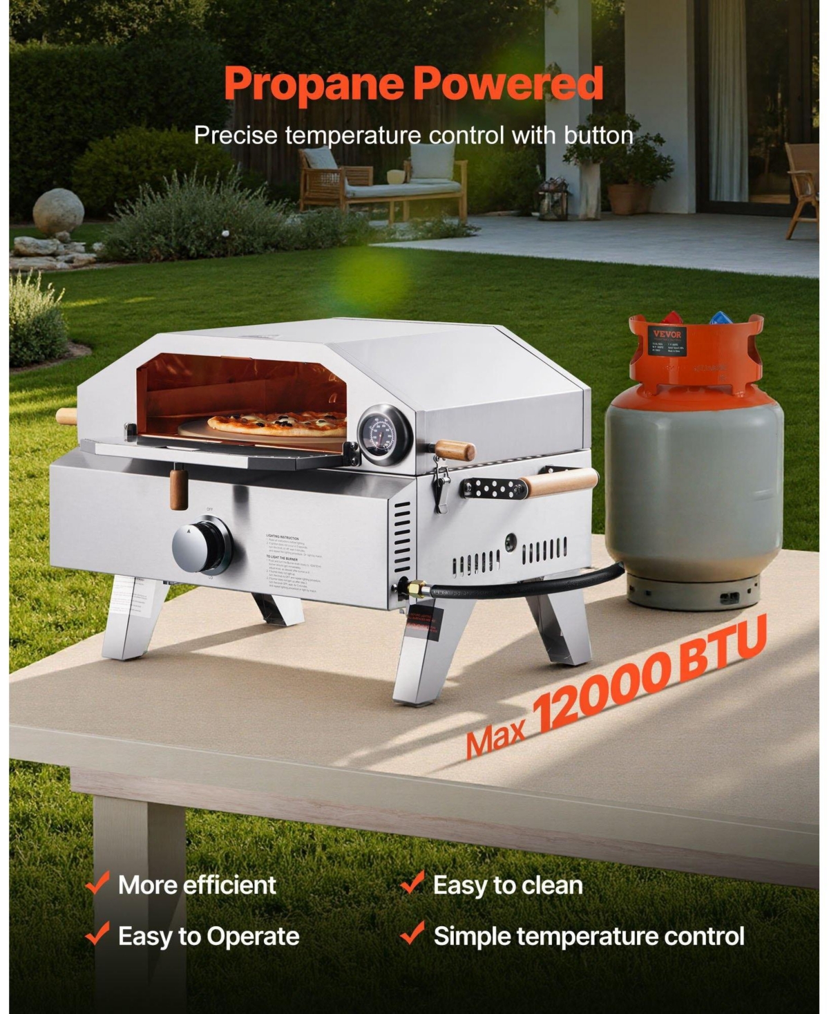 Cozito Outdoor Gas Pizza Oven, 13 inches Pizza Maker with Cordierite Stone