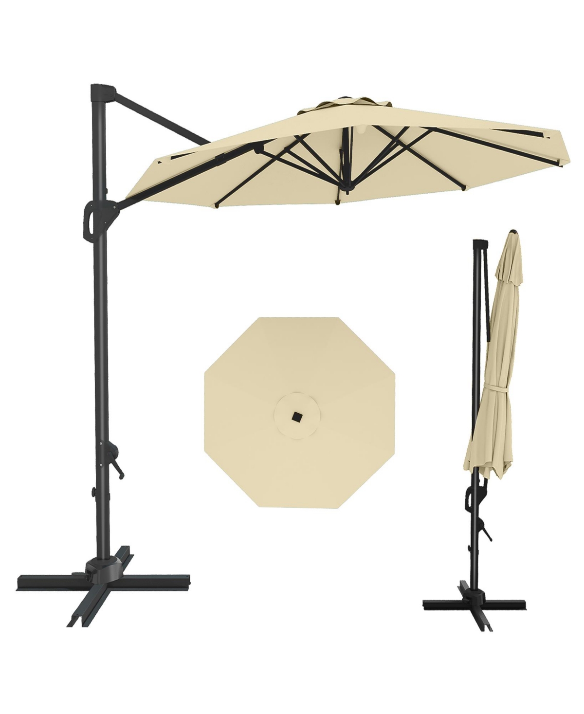 gaomon 10Feet 360degree(s) Rotation Offset Cantilever Patio Umbrella for Backyard Deck Poolside with Base