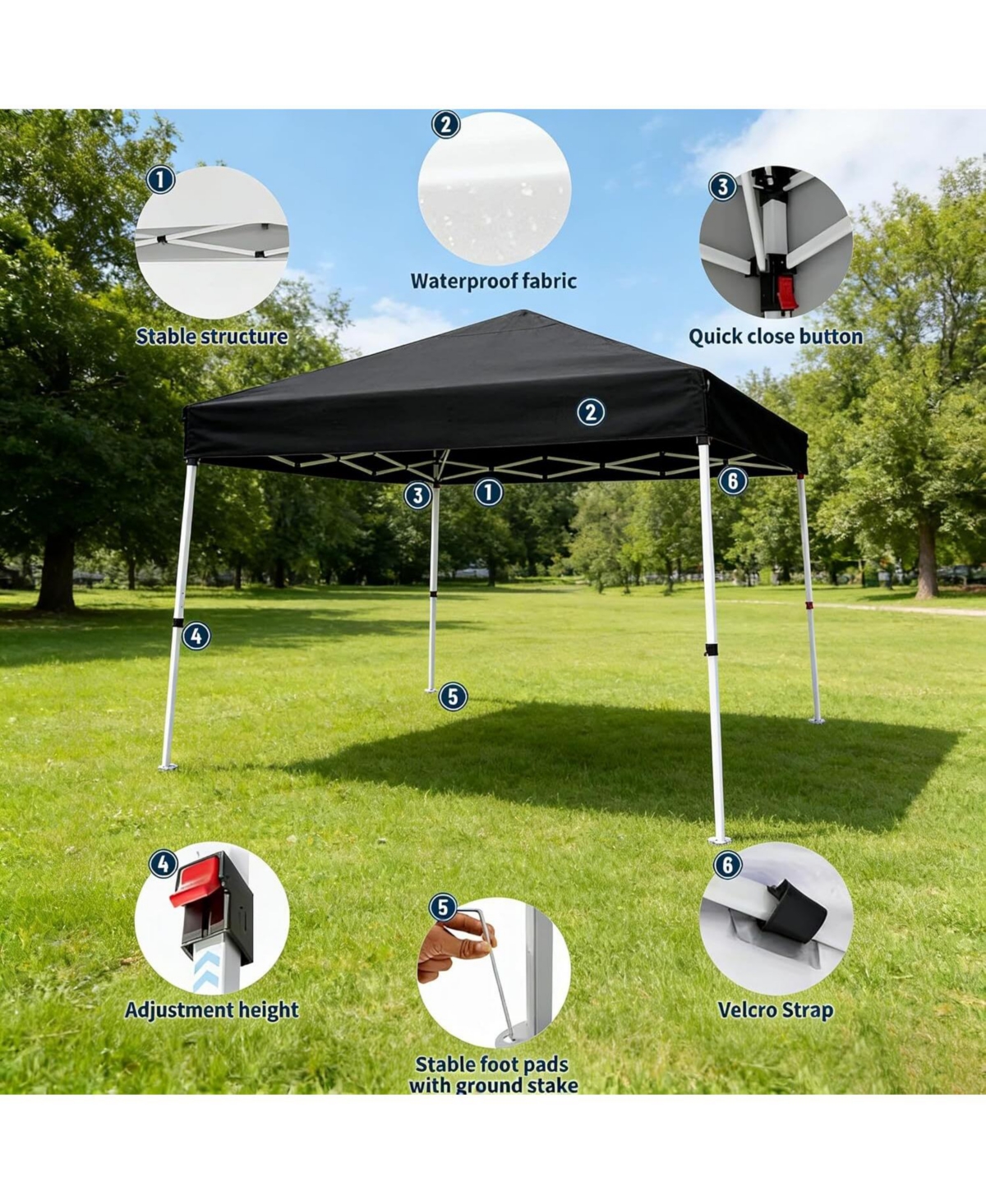 gaomon 10x20 ft Pop Up Canopy Tent, Portable Instant Shelter with 8x8 ft Cover, for Patio, Garden, Beach