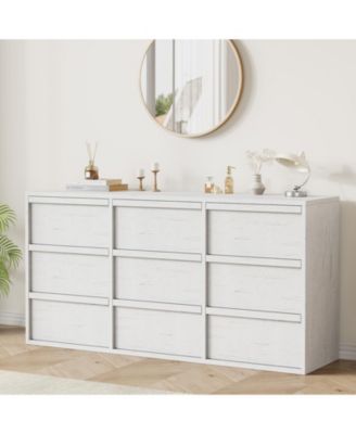 9 Dresser for Bedroom, 58.7" Wide Dresser, Freestanding Horizontal Drawer with Storage, Wooden Closet Chest Storage for Living Room,Hallway