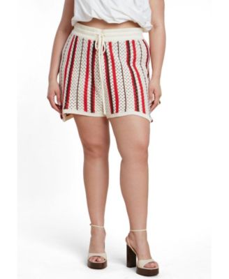 Women's Striped Crochet Short