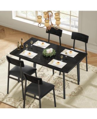 Kitchen Dining Table and Chairs Set for 4 with Upholstered PU Cushioned Chairs