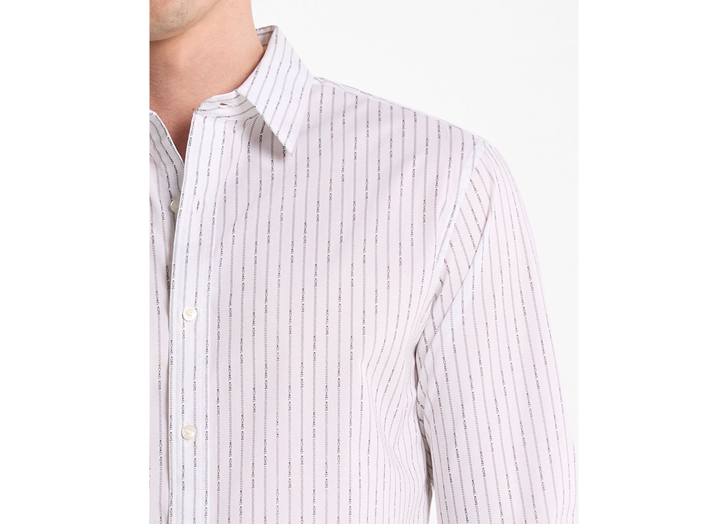 Men's Logo Lettering Pinstripe Long-Sleeve Shirt