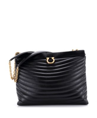 Medium Gancini Drawstring Chain Tote Quilted Leather