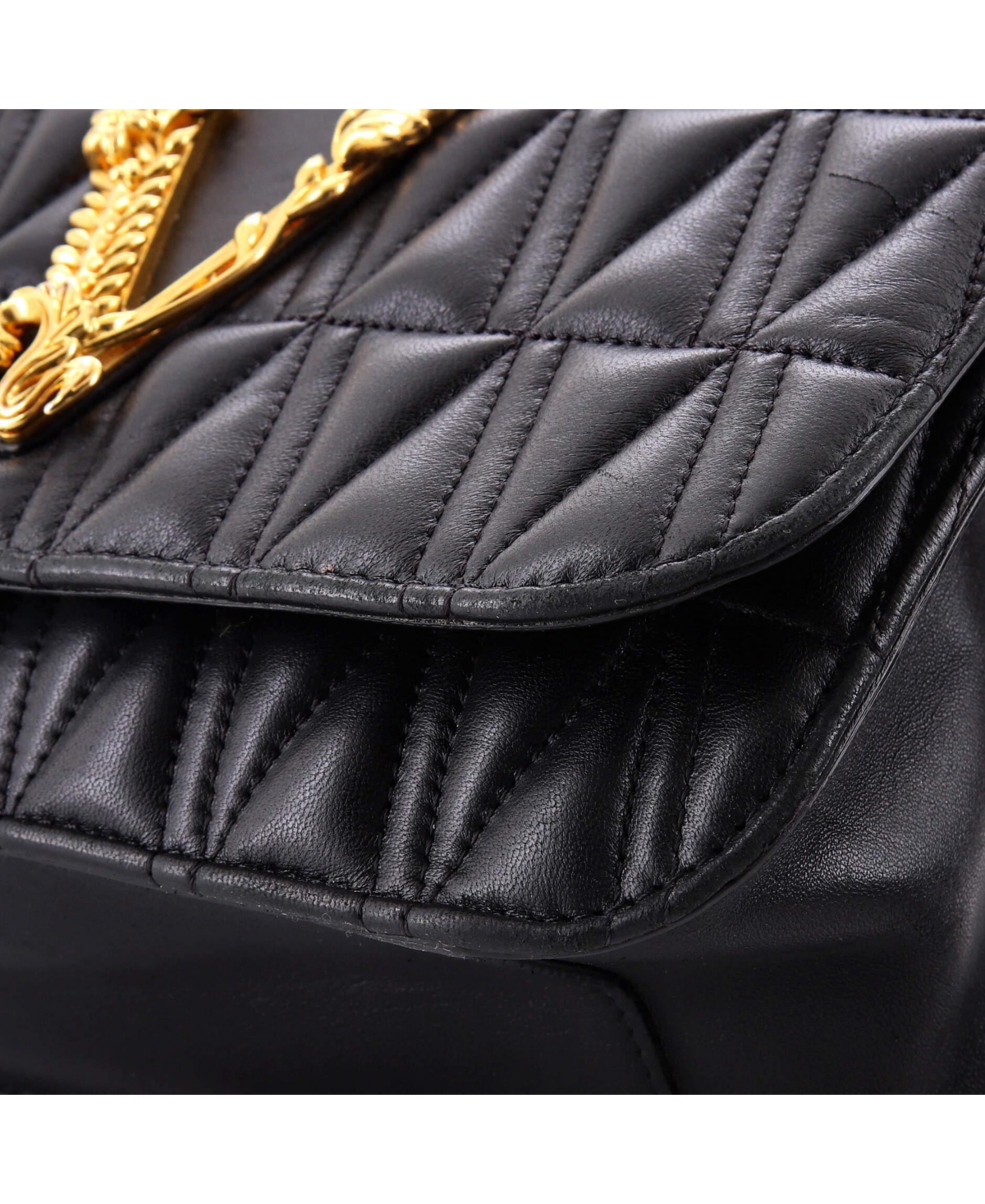 Pre-Owned Versace Small Virtus Flap Shoulder Bag Quilted Leather
