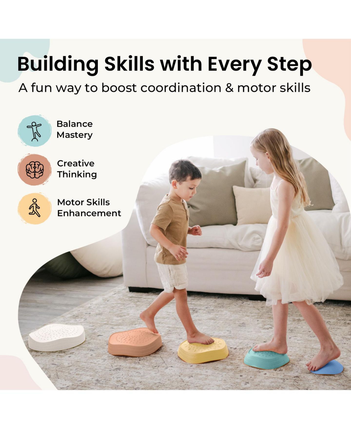 Детская игрушка Tiny Land Sensory Stepping Stones Toddler Balance Coordination Toy, цвет: Синий — фото 2