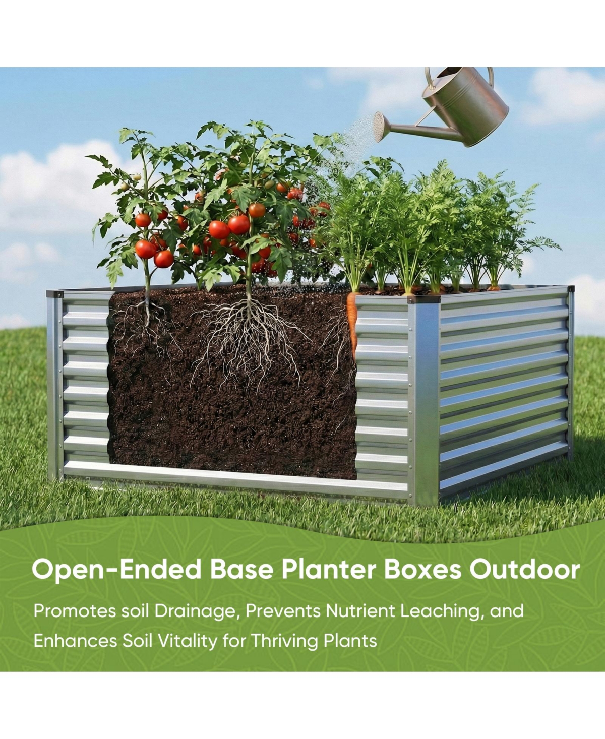 Pocassy 6x3x2feet Outdoor Metal Raised Garden Bed, Large Outdoor Planters Garden for Vegetables Flowers Herbs