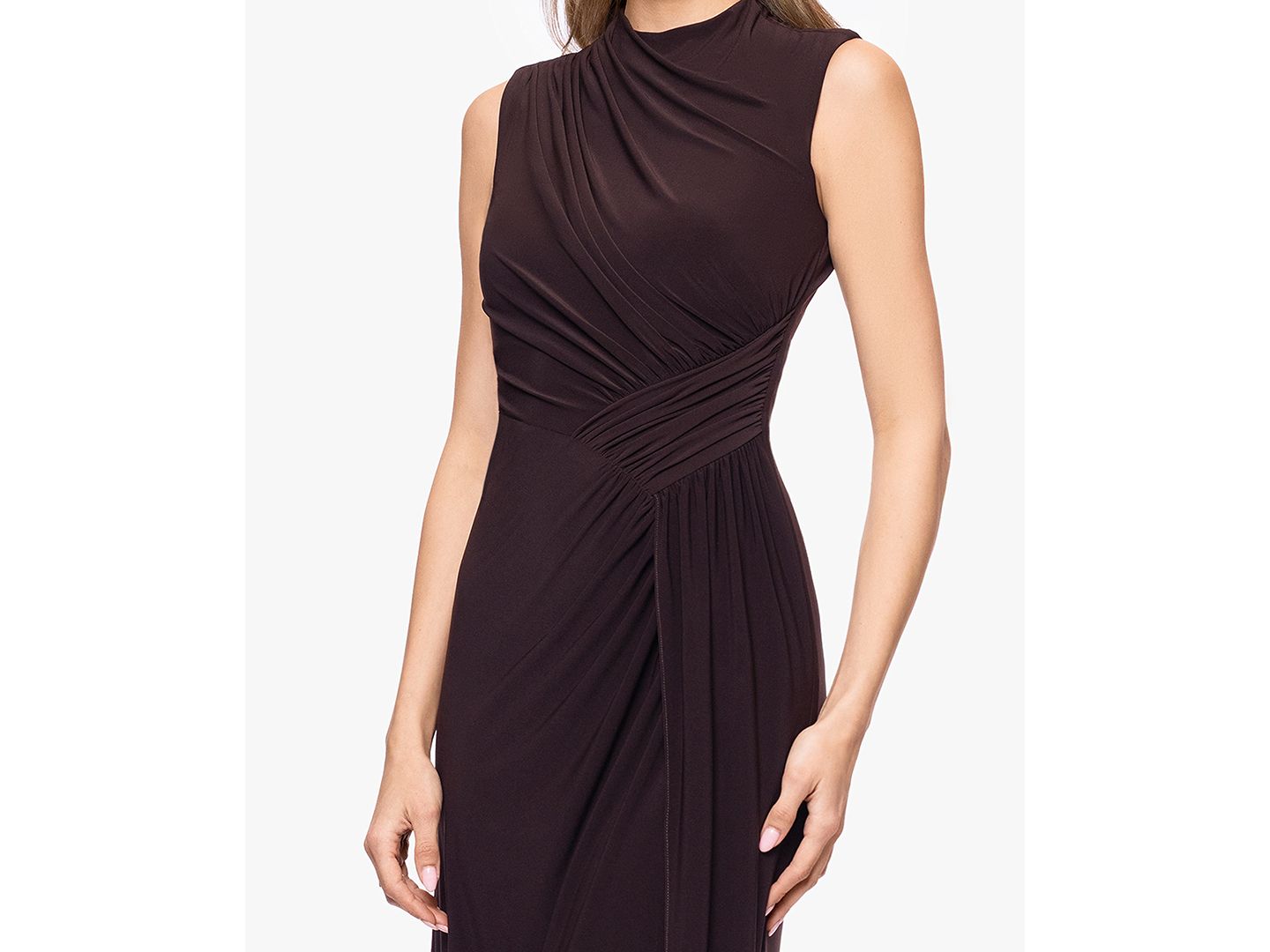 Женские платья Betsy & Adam Petite Sleeveless Mock-Neck Ball Gown, цвет: Коричневый — фото 3