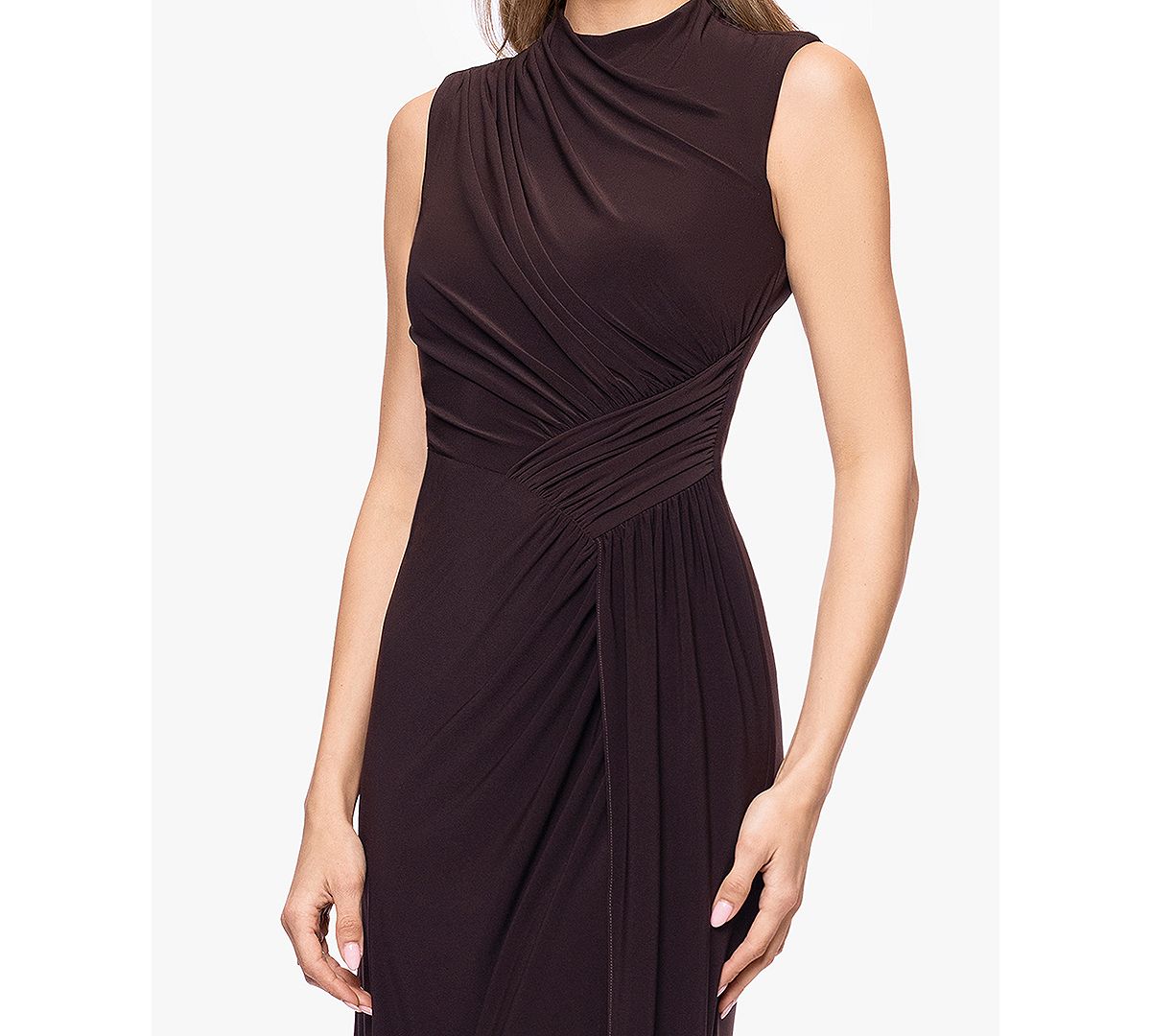 Betsy & Adam Petite Sleeveless Mock-Neck Ball Gown view 3 — MAYCSS fashion products