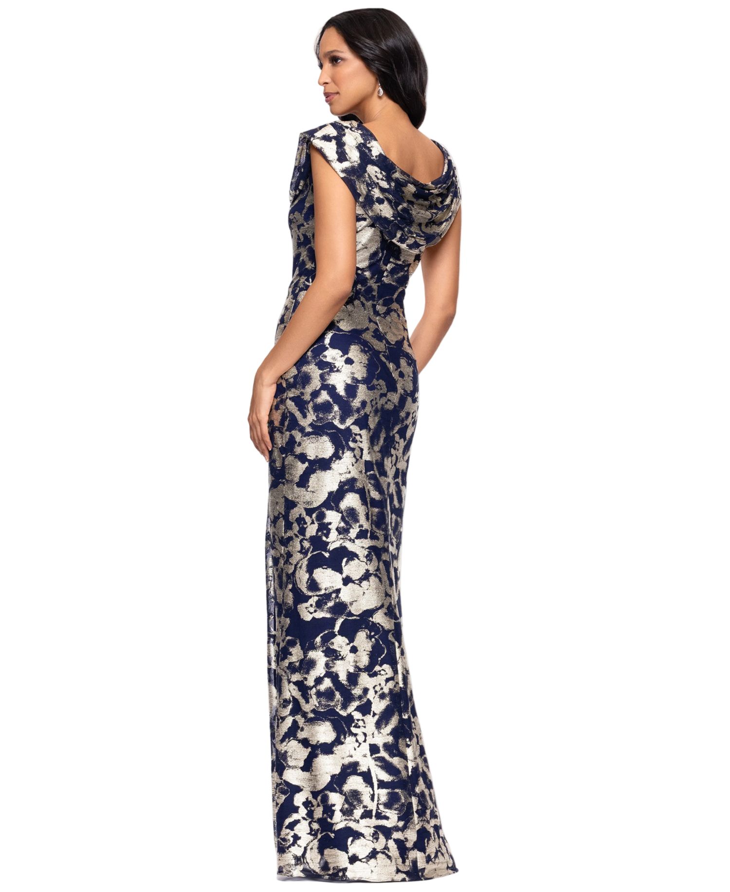 Petite Draped Neck Gown