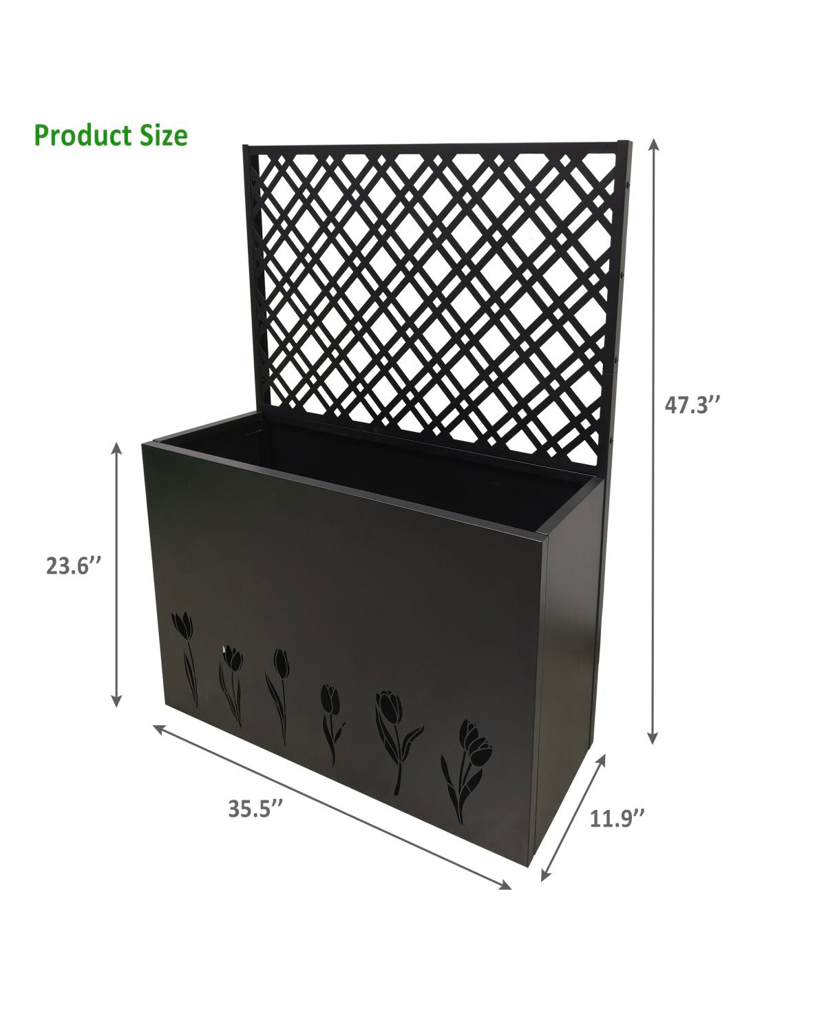Streamdale Furniture Tall Metal Raised Garden Bed with Trellis, 35.5"L x 11.9"W x 47.3"H