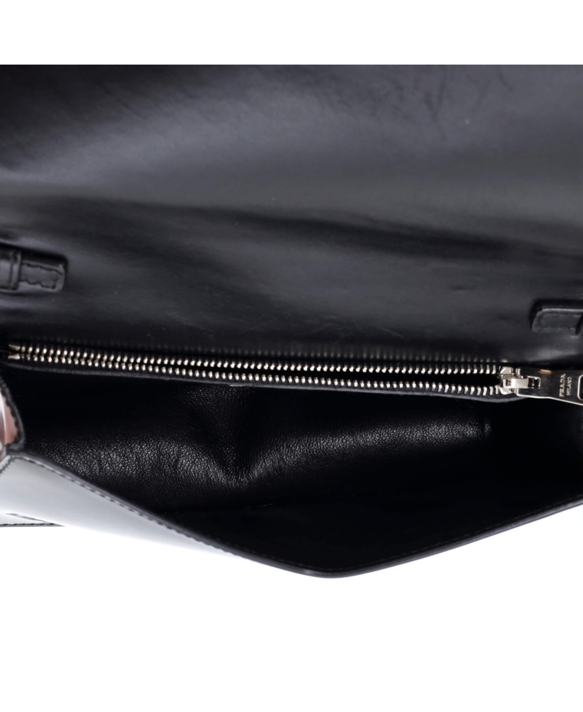 Pre-Owned Prada Small Triangle Logo Chain Flap Bag Brushed Leather